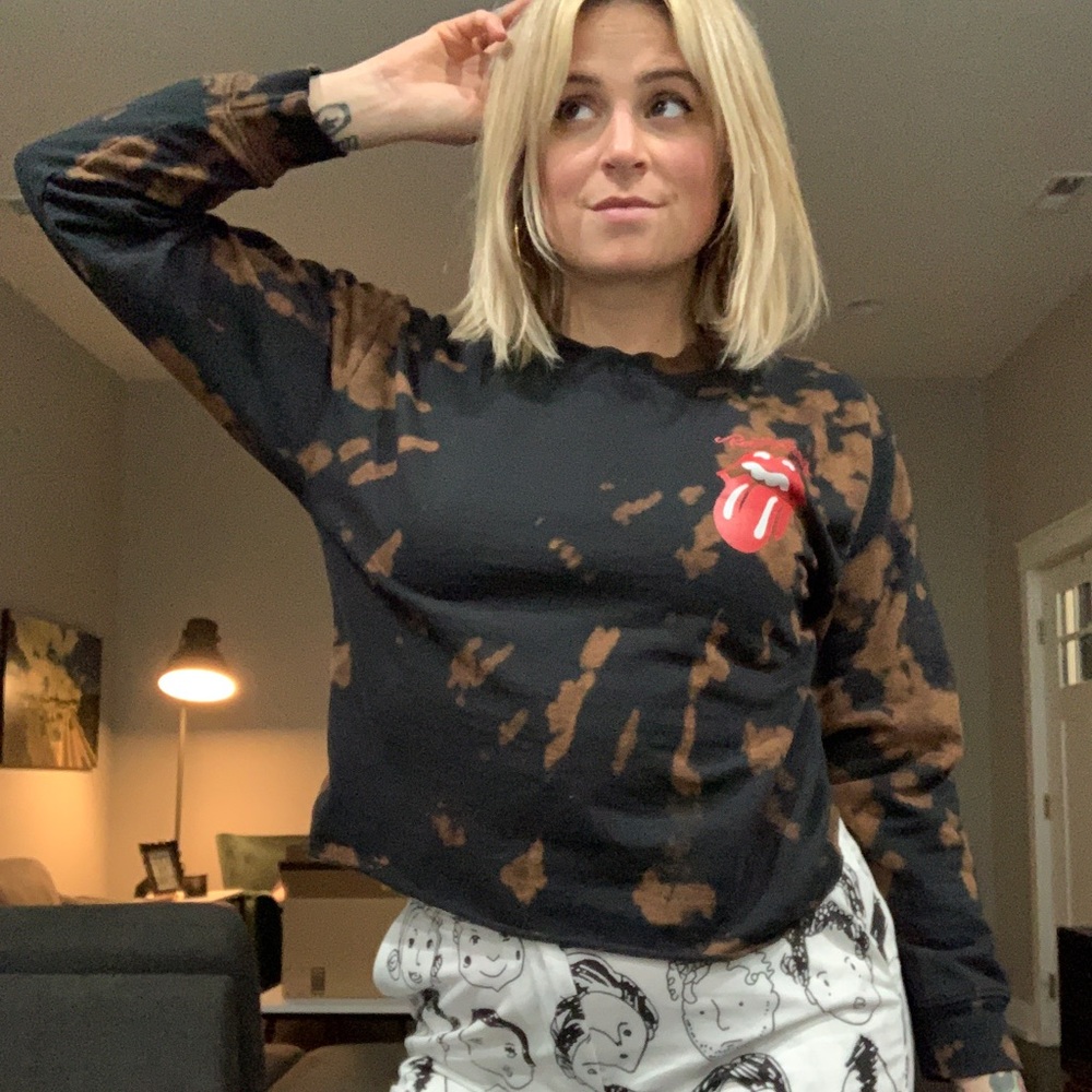 Roll Stones cropped tie dye sweater
